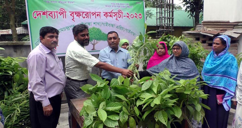 গাইবান্ধায় পরিবেশের ভারসাম্য রক্ষায় বৃক্ষরোপন কর্মসূচি উপলক্ষে ফলজ বনজ চারা বিতরণ