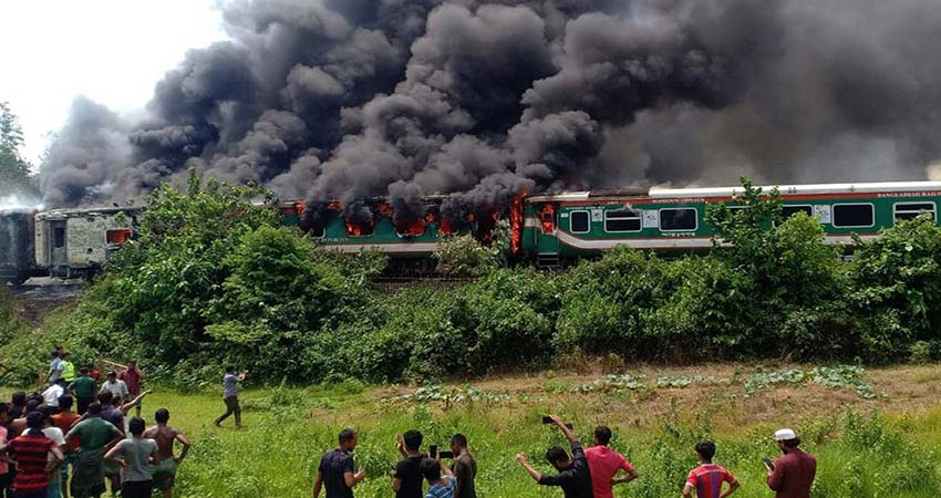 Moving passenger train catches fire, Dhaka-Sylhet rail services halted