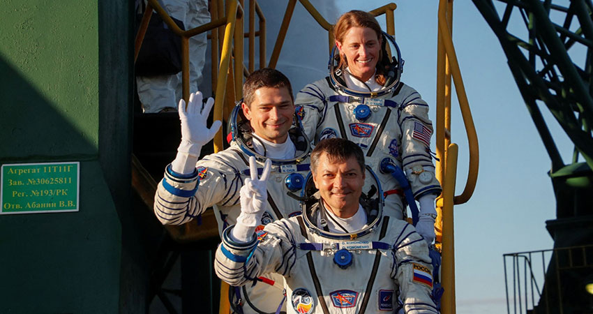 Two Russians, American reach space station