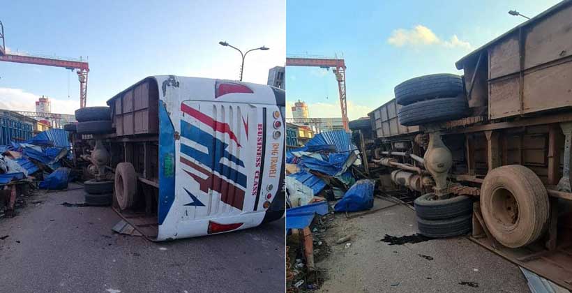 Man killed as bus overturns in Banani