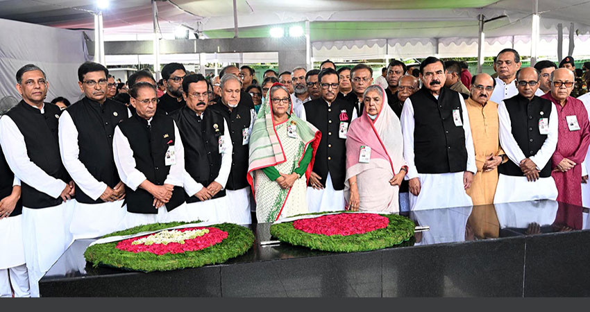 PM pays homage to Bangabandhu on AL's 74th founding anniversary