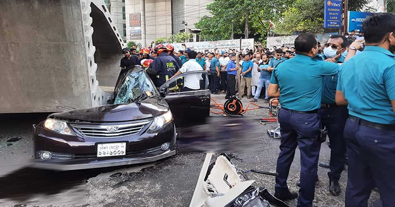 5 crushed to death as BRT girder falls on car in Uttara