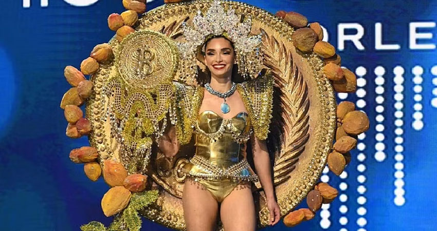 Miss El Salvador dons golden bitcoin outfit at beauty pageant